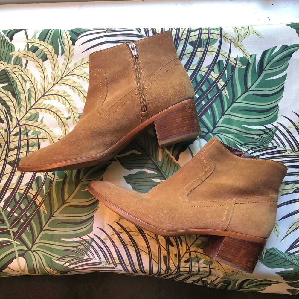 suede tan western booties